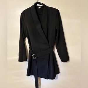 Black Blazer Romper with Belt